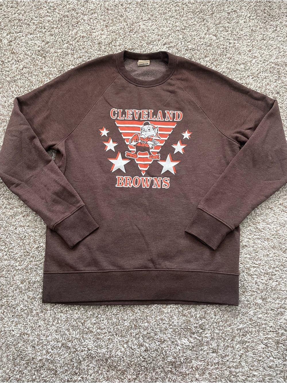 Homage NFL Cleveland Browns Retro Style Crewneck Sweatshirt Men’s Large